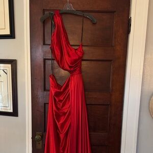 Sherri Hill Red One-Shoulder Prom Dress